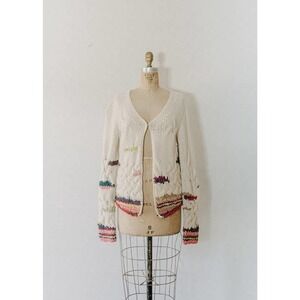 Anthropologie Charlie & Robin ribbon chunky knit cloud cardigan, alpaca wool med